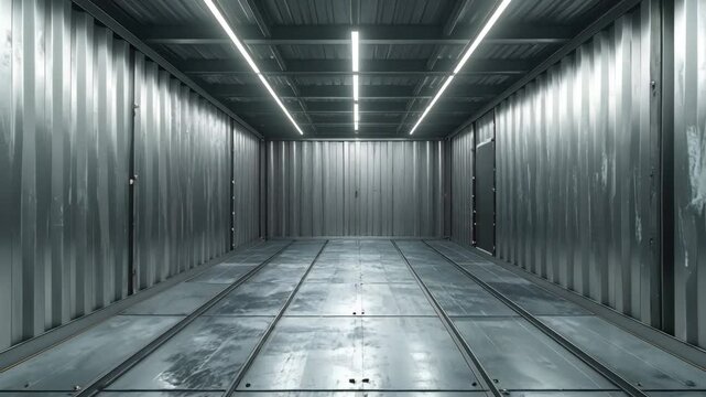 Empty Shipping Container Interior Stock Video