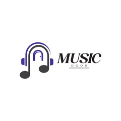 Music door logo vector template for podcast and songs for company or brand.