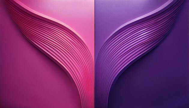 A Split Screen Background With Two Shades Of Pink And Purple Each Side Features A Minimalist Corner Ornament Made Of Three Intersecting Rounded Lines In Contrasting Colors