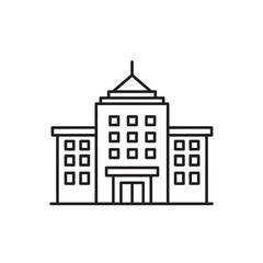 Fototapeta premium Building Icon, a Symmetrical Structure with Windows and a Central Dome. Modern Architectural Design
