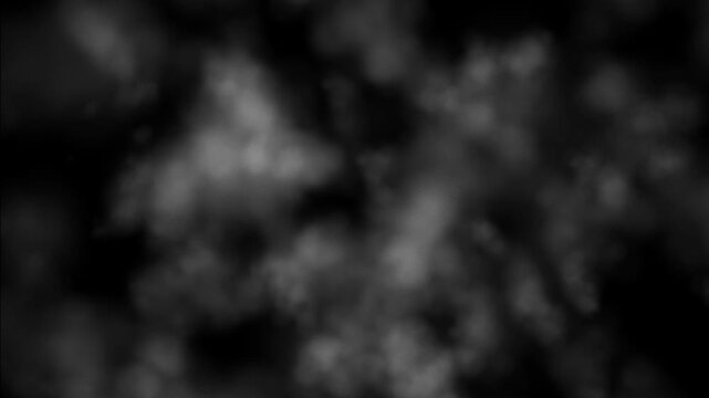 The fog gradually comes in from the right side and fills the entire screen with loop. Black screen, 60 fps animation. Overlay video which contains smoke, clouds texture.