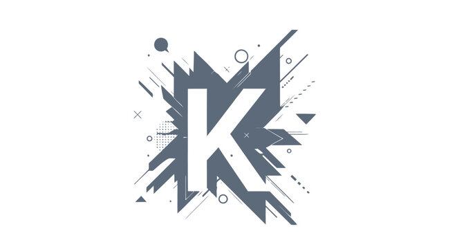 Abstract geometric design with a letter k modern graphic illustration