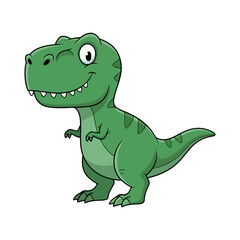 Fototapeta premium Cute Cartoon Green T Rex Dinosaur Character
