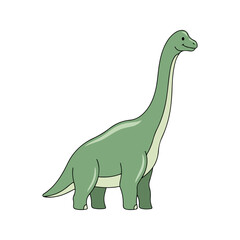 Friendly Brontosaurus Long Neck Dinosaur Cartoon Vector Isolated © Samsul