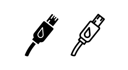 Water Drop USB Connector Icons for Data Transfer and Connectivity