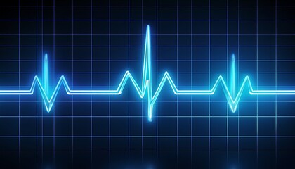 emergency ekg monitoring blue glowing neon heart pulse heart beat electrocardiogram