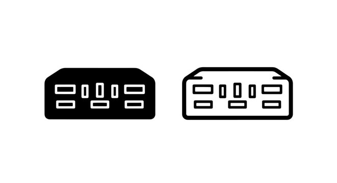 USB hub ports icon - solid and outline graphic