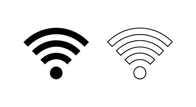 Wi-Fi signal waves icon - solid and outline