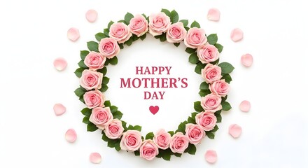 Obraz premium Happy mother's day wishes with beautiful pink roses and heartfelt greetings