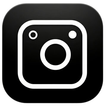 Editorial Instagram logo featuring white camera outline on black rounded square app icon