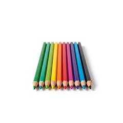 Fototapeta premium Colorful Drawing Pencils Arranged in a Row on a White Background