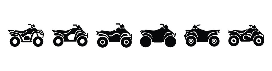 Vector set illustration of atv quad bike icons. Simple transport silhouette icon design collection. © Shilpy