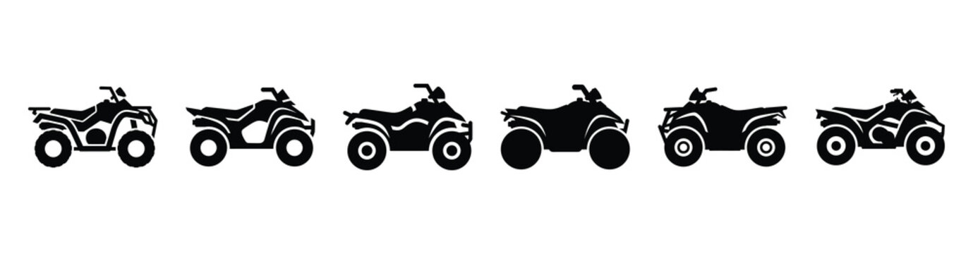 Vector set illustration of atv quad bike icons. Simple transport silhouette icon design collection.