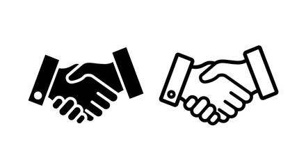 Obraz premium Handshake Icon Set: Business Agreement, Partnership, and Deal Contract Symbol Vector