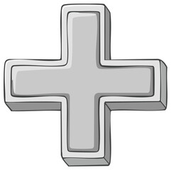 Obraz premium Cartoon style gray cross symbol, illustration