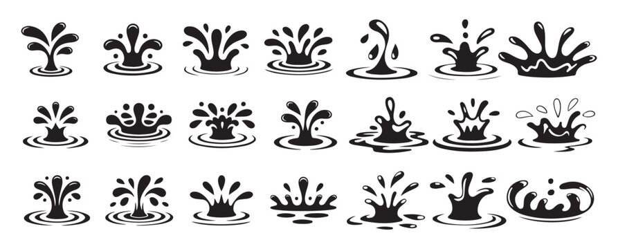 Water Splash Icon Set, Liquid Splash Silhouette icon Collection. Vector illustration eps 10
