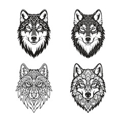 Obraz premium Wolf Head Mandala Design Silhouette Vector Illustration Art