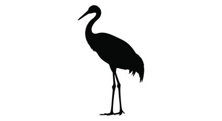Obraz premium A striking minimalist depiction of a tall wading bird standing gracefully rendered as a dark silhouette high quality