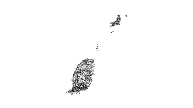 Sketch Grenada outline map animation - smooth progressive reveal