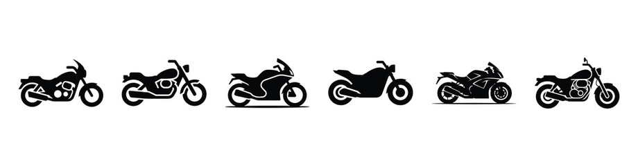 Vector set illustration of motorcycle icons. Simple transport silhouette icon design collection. © Shilpy