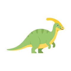Obraz premium Cute Cartoon Parasaurolophus Dinosaur Vector Illustration