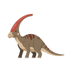 Fototapeta premium Parasaurolophus Dinosaur Cartoon Illustration Isolated Vector