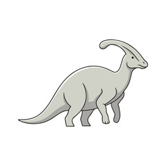 Fototapeta premium Grey Parasaurolophus Dinosaur Simple Line Art