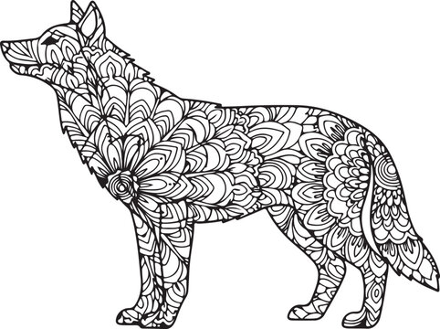 Wolf Mandala Design Silhouette Vector Illustration Art 