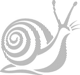 Striped snail silhouette on white background, Snail silhouette with black striped design © jakircreativedesign