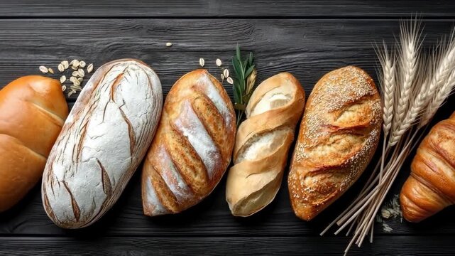 Delicious breads on display in bakery with different types and shapes ready for customers to enjoy and purchase fresh