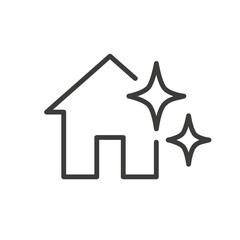 clean house icon line on white