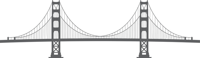Fototapeta premium Minimalist line art of the golden gate bridge isolated on transparent background