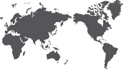 Naklejka premium Minimalist world map with dark continents isolated on transparent background