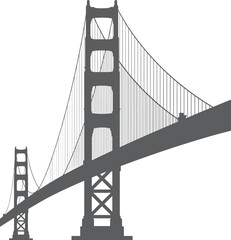 Obraz premium Minimalist line art of the golden gate bridge isolated on transparent background