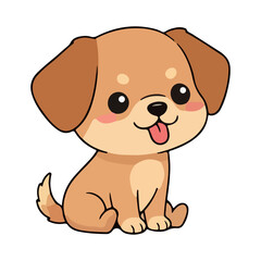 Obraz premium Cute Cartoon Puppy Dog Sitting Smiling Kawaii Style Vector Graphic