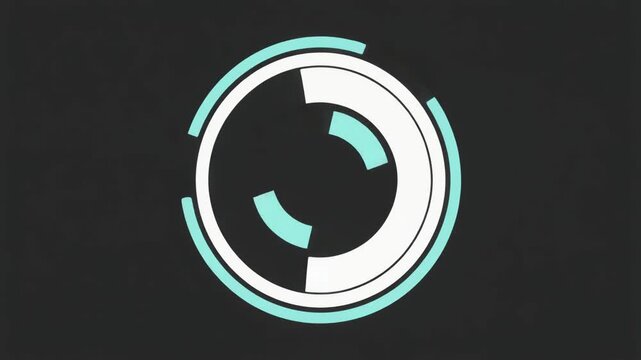 Abstract Digital Loading Animation with Concentric Rotating Cyan and White Circular Elements