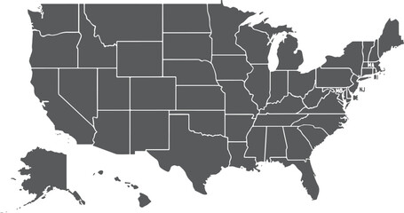 United states map with highlighted states isolated on transparent background