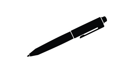 Fototapeta premium A minimalist depiction of a black ballpoint pen isolated on a stark white background showcasing its form