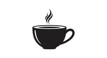 Obraz premium A simple black and white illustration depicts a steaming cup of coffee or tea showcasing warmth high quality