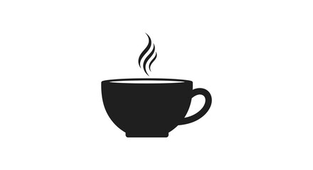 Obraz premium A minimalist black silhouette depicts a steaming cup of coffee showcasing a simple and modern design aesthetic