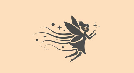 Obraz premium Silhouette of a flying fairy with stars