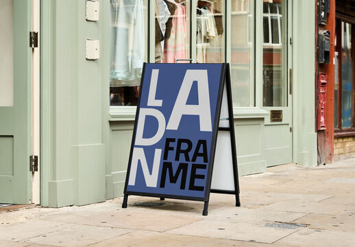 Real photo of Mockup Sidewalk A-frame Sign in London