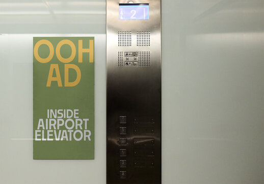 Real photo Elevator Panel in a Modern Building. PSD mockup.