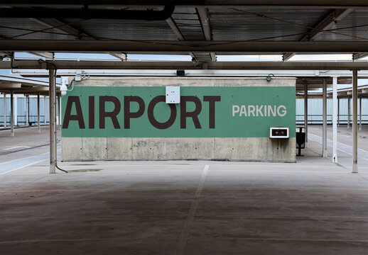 real photo of Green Wall panel Parking Structure. PSD mockup.