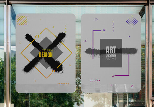 Real photo of two info panels at Bust stop. PSD mockup.