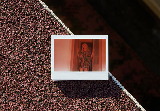 Mockup of Instant polaroid Photo on Surface