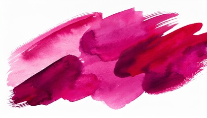 hand painted brush strokes viva magenta watercolor spots isolated on white background
