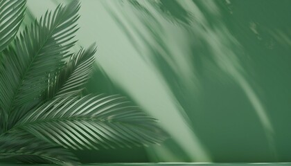 abstract green background with shadow of palm leaves 3d rendering