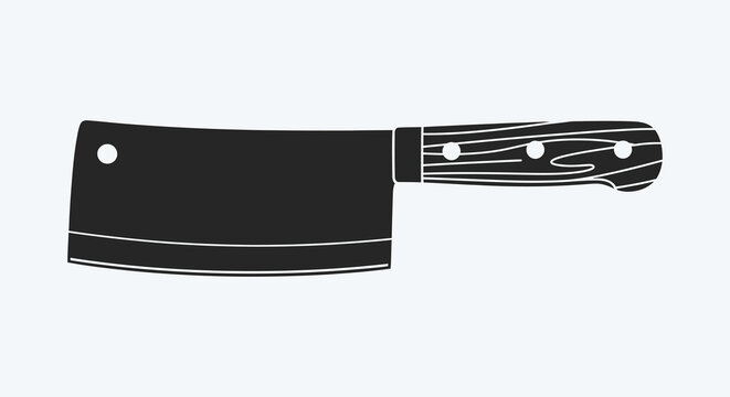 A stark depiction of a cleaver showcasing its heavy blade and wooden handle in silhouette high quality professional
