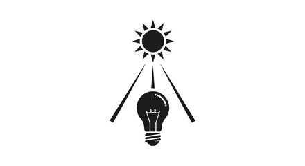 A striking black silhouette depicts a bright idea a glowing lightbulb beneath a radiant sun silhouette high quality © Ajahar